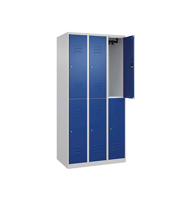 CP Spind Classic Plus lichtgrau, enzianblau 080300-30-S10046, 6 Schließfächer 90,0 x 50,0 x 185,0 cm