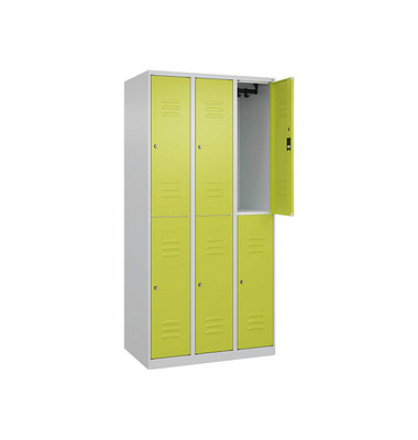 CP Spind Classic Plus clowngrün, lichtgrau 080300-30-S10047, 6 Schließfächer 90,0 x 50,0 x 185,0 cm