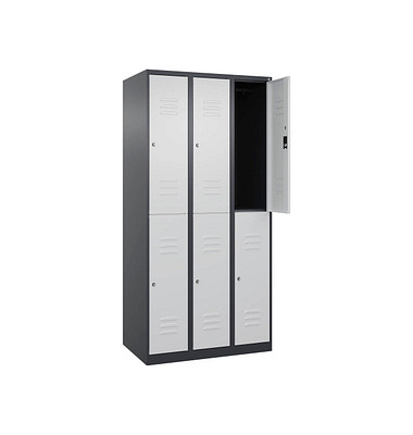 CP Spind Classic Plus anthrazitgrau, lichtgrau 080300-30-S10054, 6 Schließfächer 90,0 x 50,0 x 185,0 cm