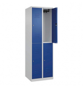 CP Spind Classic Plus lichtgrau, enzianblau 080300-20-S10055, 4 Schließfächer 60,0 x 50,0 x 185,0 cm