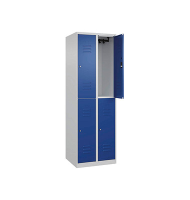 CP Spind Classic Plus lichtgrau, enzianblau 080300-20-S10055, 4 Schließfächer 60,0 x 50,0 x 185,0 cm