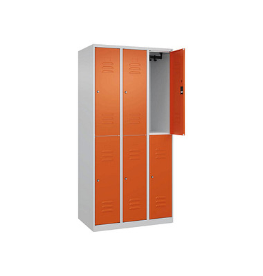 CP Spind Classic Plus reinorange, lichtgrau 080300-30-S10061, 6 Schließfächer 90,0 x 50,0 x 185,0 cm