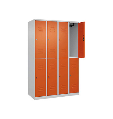 CP Spind Classic Plus reinorange, lichtgrau 080300-40-S10061, 8 Schließfächer 120,0 x 50,0 x 185,0 cm