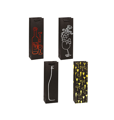 Geschenktasche 88281-SG PREMIUM Wein, allgemein, Kunststoffkordel, sorteiert, 12cm x 38cm