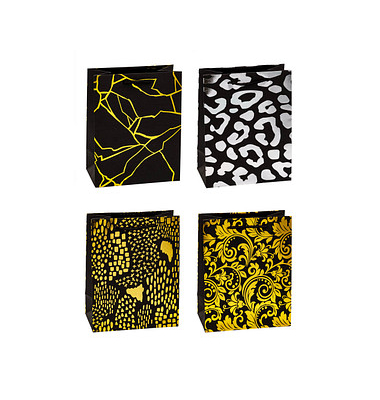 Geschenktasche 89014-SG PREMIUM DESIGN, allgemein, Kunststoffkordel, 4 Motive sortiert, 18cm x 23cm