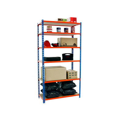 Simonrack Schwerlastregal MADERCLICK 6 8435104955369 orange, blau, braun 90,0 x 40,0 x 250,0 cm