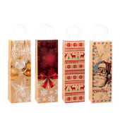 Geschenktasche 88291-SG Weihnachten Serie 4, Weihnachten, Papierkordel, Weihnachtsmotive sortiert, 12cm x 36cm