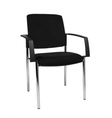 Besucherstuhl B to B 10, schwarz / chrom, mit Armlehnen, 4-Fu&szlig;-Gestell