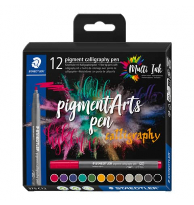 Pigmentliner-Set Arts Callygraphy, 375 C12, grau (Schreibfarbe: 12-farbig sortiert), ~2mm