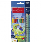 Buntstifte-Set Colour Grip Dino, 201545, farbig sortiert, dreikant, ergonomisch, Packung