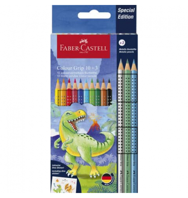Buntstifte-Set Colour Grip Dino, 201545, farbig sortiert, dreikant, ergonomisch, Packung