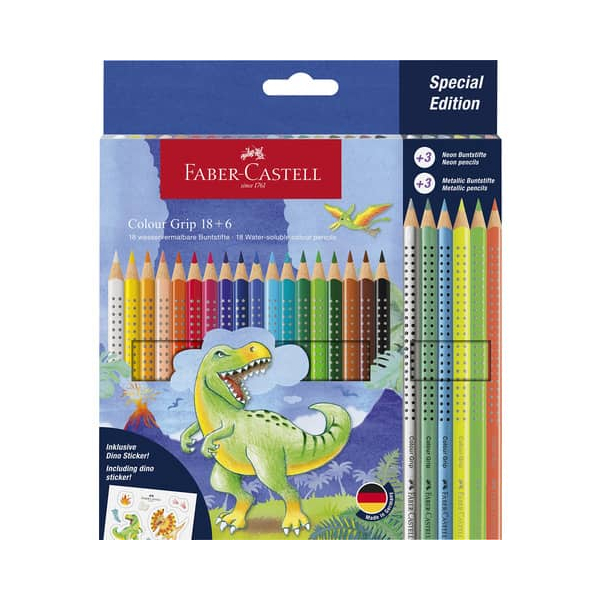 4005402015467 - FABER-CASTELL Buntstifte Jumbo GRIP Dino - 18+6 Farben Kartonetui inkl