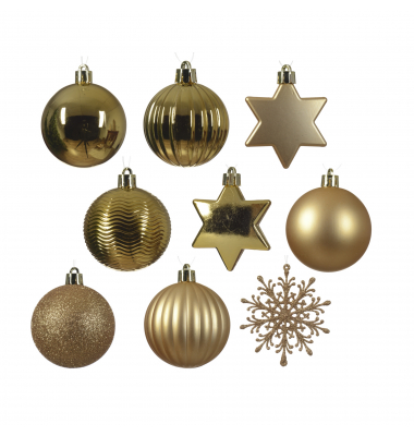 DECORIS Weihnachtskugeln Mix 023921 bruchfest gold 40St