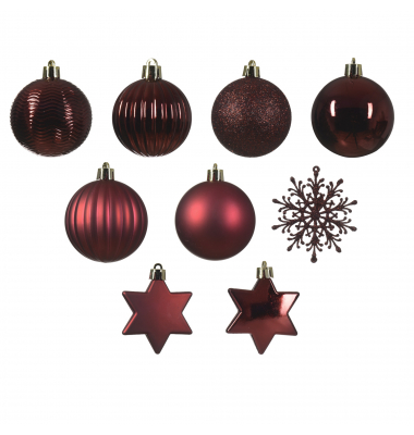 DECORIS Weihnachtskugeln Mix 023924 bruchfest rot 40St