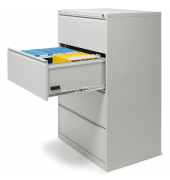H&auml;ngeregistraturschrank 820131481 BASE LINE, lichtgrau, 4 Schubladen, 2-bahnig
