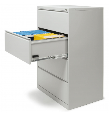 H&auml;ngeregistraturschrank 820131481 BASE LINE, lichtgrau, 4 Schubladen, 2-bahnig