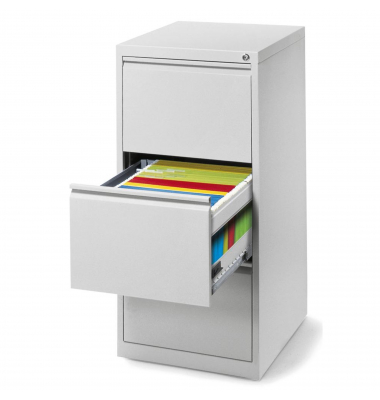 H&auml;ngeregistraturschrank 820131781 BASE LINE, lichtgrau, 3 Schubladen, 1-bahnig