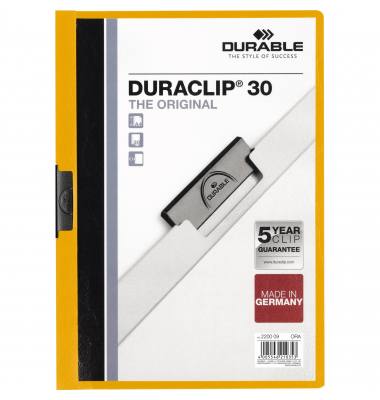 Klemmhefter DURACLIP 30 220009, A4 orange, für ca. 30 Blatt, Polyvinylchlorid (PVC)