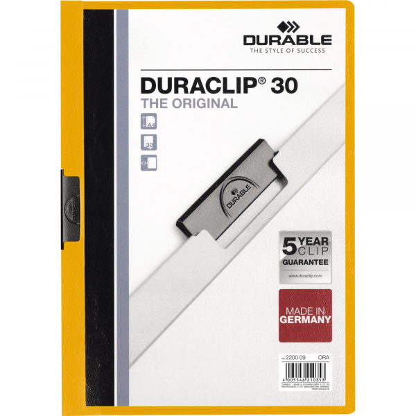 4005546210353 - Klemmhefter DURACLIP 30 220009 A4 orange für ca 30 Blatt Polyvinylchlorid (PVC) 80g 4005546210353 Durable