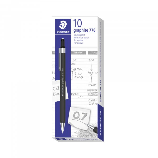 4007817140260 - Druckbleistift Graphite 778 778 07-9 Härte HB 07mm schwarz mit Radiergummi 4007817140260 Staedtler