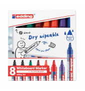 Boardmarker-Set 363, 4-363-8-S2999, Etui, rot, blau, gr&uuml;n, schwarz 2x, orange, braun, violett, 1-5mm Keilspitze