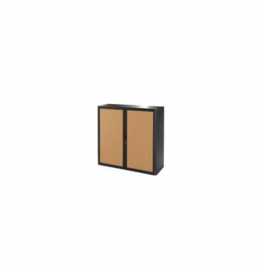 Rollladenschrank easyOffice E1CT0005100045, abschlie&szlig;bar, 2 OH, schwarz/buche, 110x104x41,5cm (BxHxT)