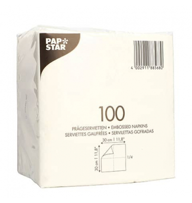 Servietten 88568, wei&szlig; / Uni, 1-lagig, 30x30cm
