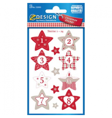 Sticker Sterne 1-24 Papier