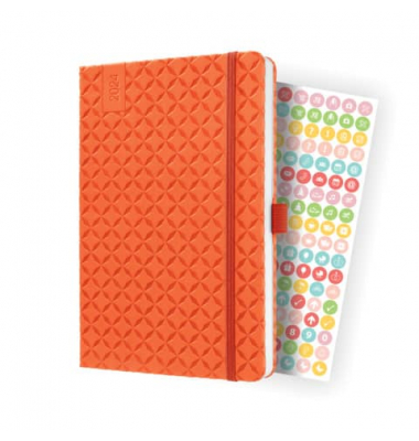 Buchkalender Flair 2024 A5 orange