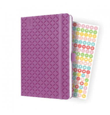 Wochenkalender Jolie 2024 A5 1 Woche  2 Seiten, pink purple