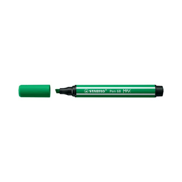 4006381569651 - STABILO Pen 68 MAX - Felt-tip Pen With Thick Chisel Tip - Emerald Green