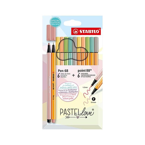 6 Stück Stabilo Schreibset Pen 68point 88 PASTELlove farbsortiert 4006381594769 Stabilo 12 Stück