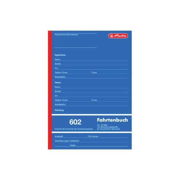 herlitz Fahrtenbuch, Pkw mit Kraftstoffverbrauch Formularbuch, 1 St.