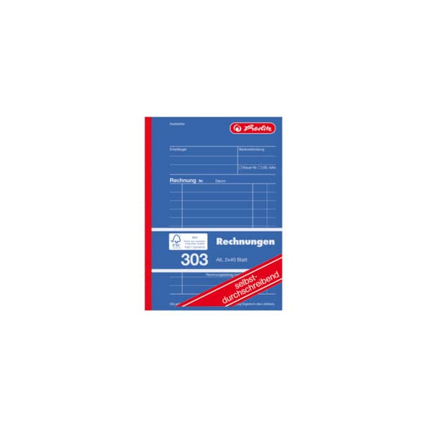 5 x Herlitz Formularbuch Rechnung A6 303 2x40 Blatt selbstdurchschreib