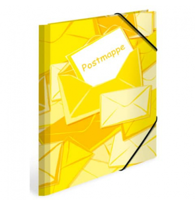 Gummizugmappe Postmappe 7196, A4 gelb Karton, mit 3 Einschlagklappen