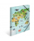 Gummizugmappe 19593, A4 Motiv Weltkarte Karton, mit 3 Einschlagklappen