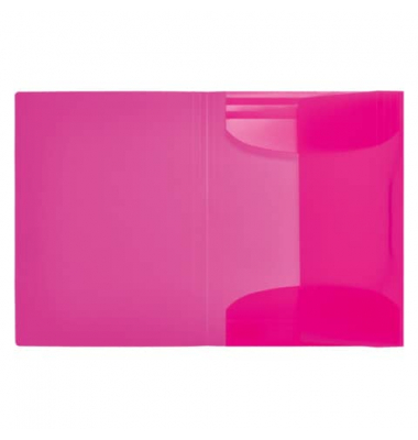 Gummizugmappe neon 19657, A4 neonpink Polypropylen (PP), mit 3 Einschlagklappen