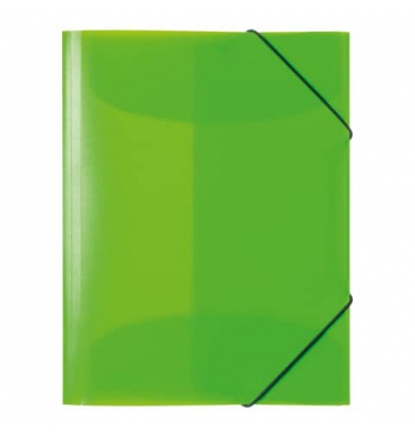 Gummizugmappe neon 19658, A4 neongrün Polypropylen, mit 3 Einschlagklappen