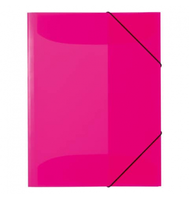 Gummizugmappe Neon  19698, A3 neonpink Polypropylen (PP), f&uuml;r ca. 50 Blatt  (80 g/m&sup2;), mit 3 Einschlagklappen
