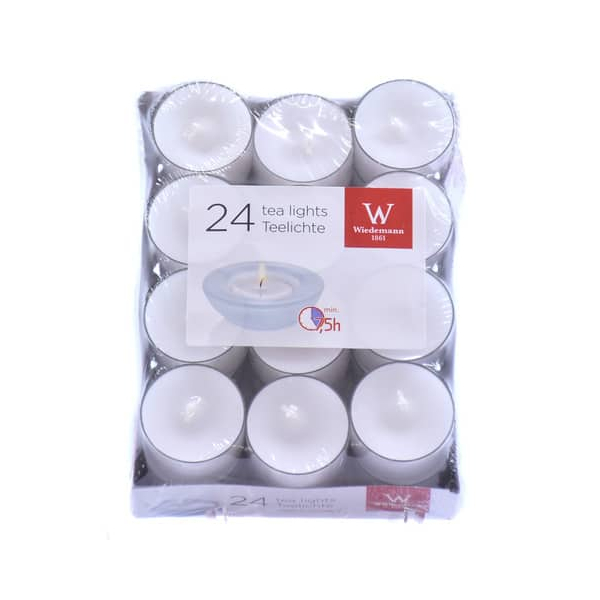 Wiedemann Teelichter 580609.004 ohne weiß Ø 38,5mm ca. 7,5 Stunden Brenndauer 4009406791815 Wiedemann 24 Stück