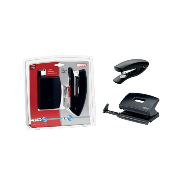 10 Stück Novus Heftgerät Heftgerät/Locher Set 020-1659, schwarz, 15 Blatt 4009729040966 Novus