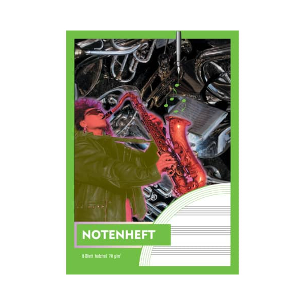 20 Stück Penig Notenheft 2474, Lineatur 14 / Notenlinien / keine, A4, 70g, grün, 8 Blatt / 16 Seiten 4019333024740 Penig