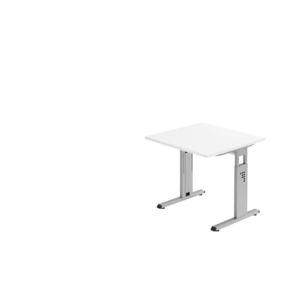 4032062032558 - Schreibtisch VOS08 W S manuell höhenverstellbar 65-85cm (H) 80x80cm (BxT) quadratisch weiß   silber 4032062032558 Hammerbac