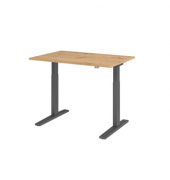 Sitz-Steh-Schreibtisch XMKA, elektrisch h&ouml;henverstellbar, 70-120cm (H), 120x80cm (BxT), rechteckig, asteiche / graphit