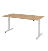 Schreibtisch, elektrisch höhenverstellbar, 72-119cm (H), 200x100cm (BxT), rechteckig, asteiche / silber