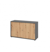 Schiebet&uuml;renschrank V1752S/G/R/RE, abschlie&szlig;bar, 2 OH, asteiche, 120x74,8x40cm (BxHxT)