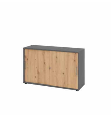 Schiebet&uuml;renschrank V1752S/G/R/RE, abschlie&szlig;bar, 2 OH, asteiche, 120x74,8x40cm (BxHxT)