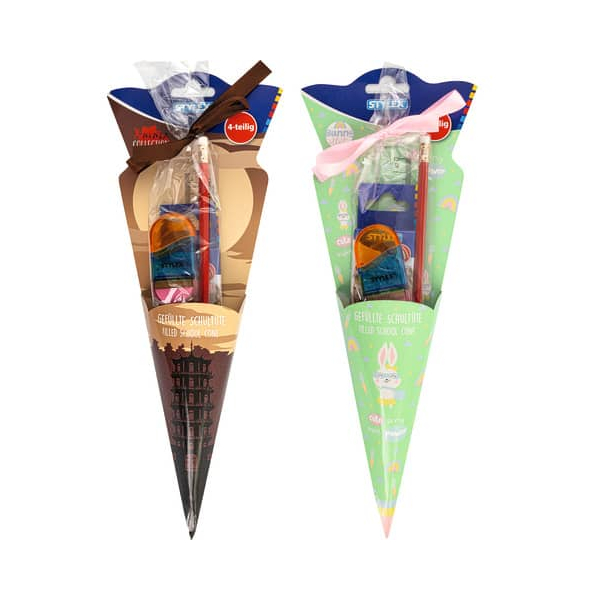 6 Stück Stylex Schultüte 47158, sortiert, 35cm, rund 4044186471588 Stylex