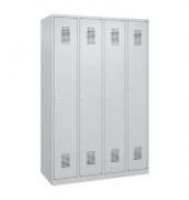 Garderobenschrank 4 Abteile h.grau