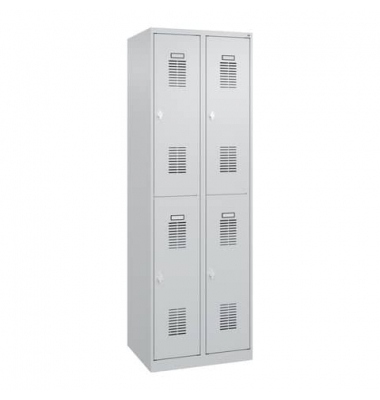 Garderobenschrank 2Abteil je2Fäch h.grau